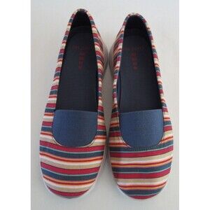 Land's End Gatas Multicolor Striped Slip On Casual Comfort Shoe Size 6
